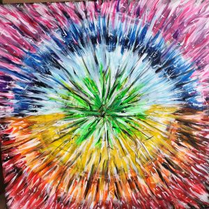 Farbenprächtiges Kunstwerk, Acryl auf Leinwand.